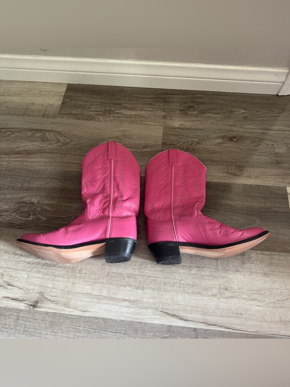 Pink Authentic Genuine Leather Cowboy Boots - Picture 7 of 11